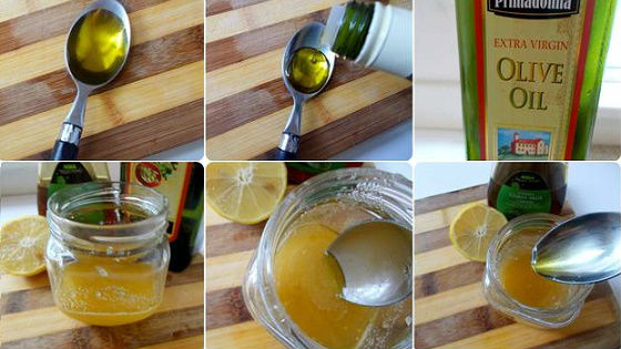 Приготовление лекарства из оливкового масла с медом и лимоном